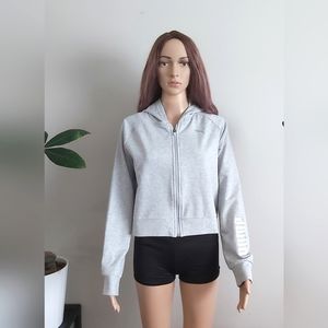 NWOT Puma gray hooded crop sweatshirt